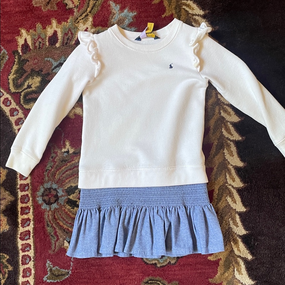 Ralph Lauren Chambray and Fleece Sweatshirt Dress